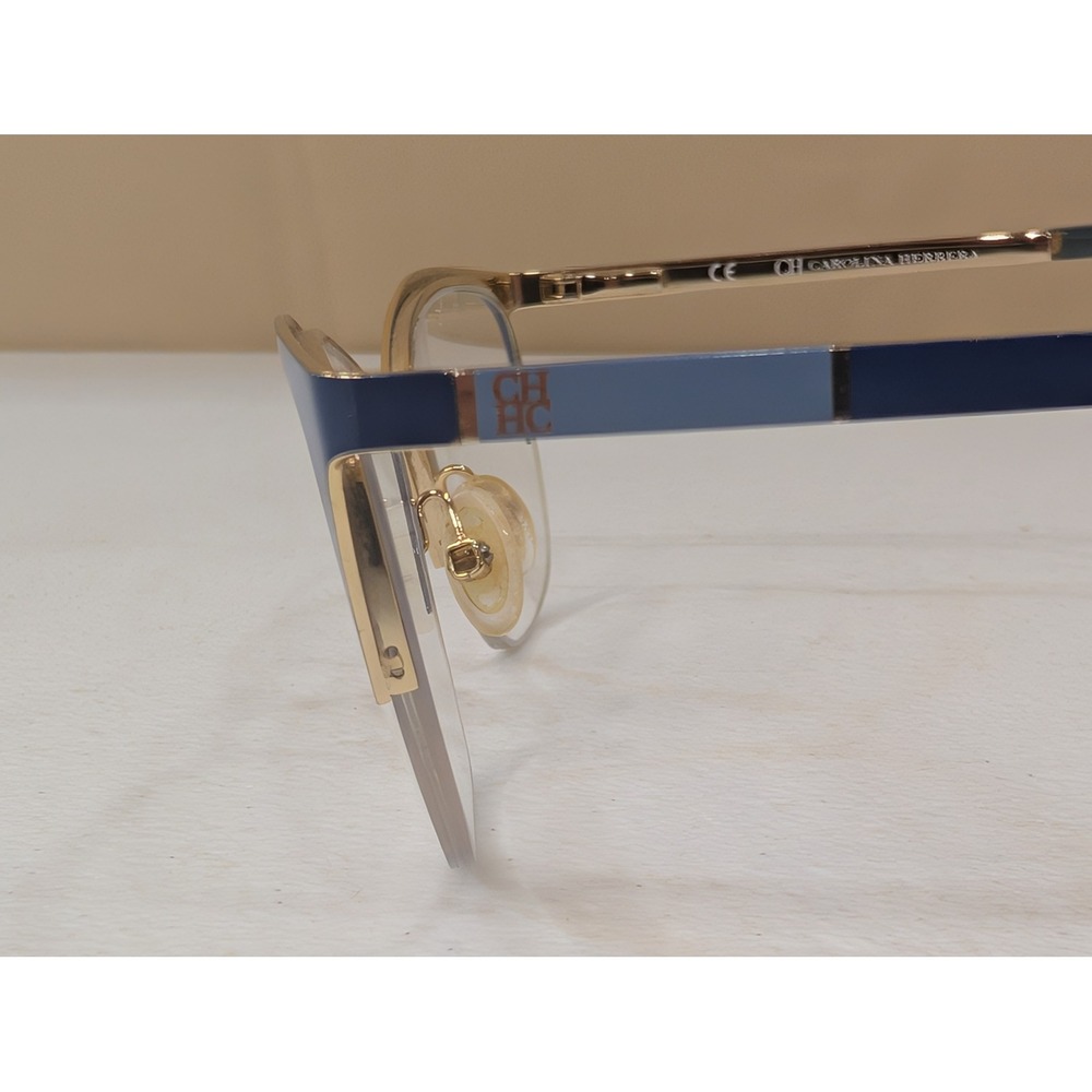 Carolina Herrera Eyeglasses VHE076 Blue Gold‎ Half Rim Frames Designer Glasses - Picture 3 of 9